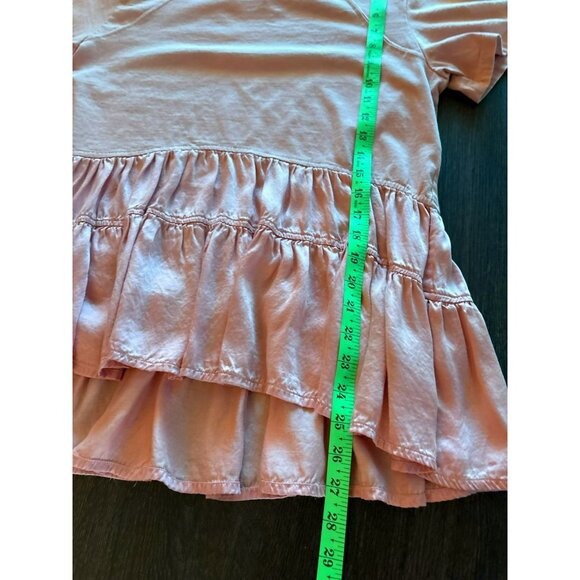 Anthropologie Iona Peach Tiered Peplum Short-Sleeve Top Size Medium - Picture 7 of 7